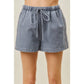 SIDE LACE DETAIL DENIM PULL ON SHORTS