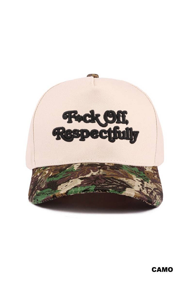 Fxck Off Respectfully Two Tone Canvas Cotton Cap Zenana Consgt.