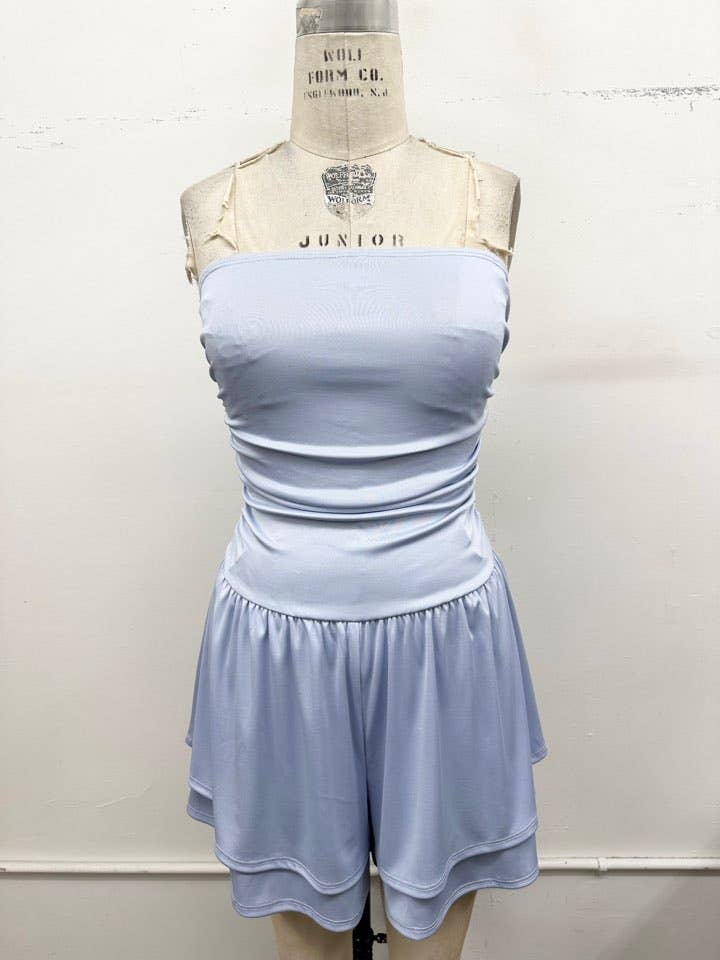 Resort Ruched Strapless Romper