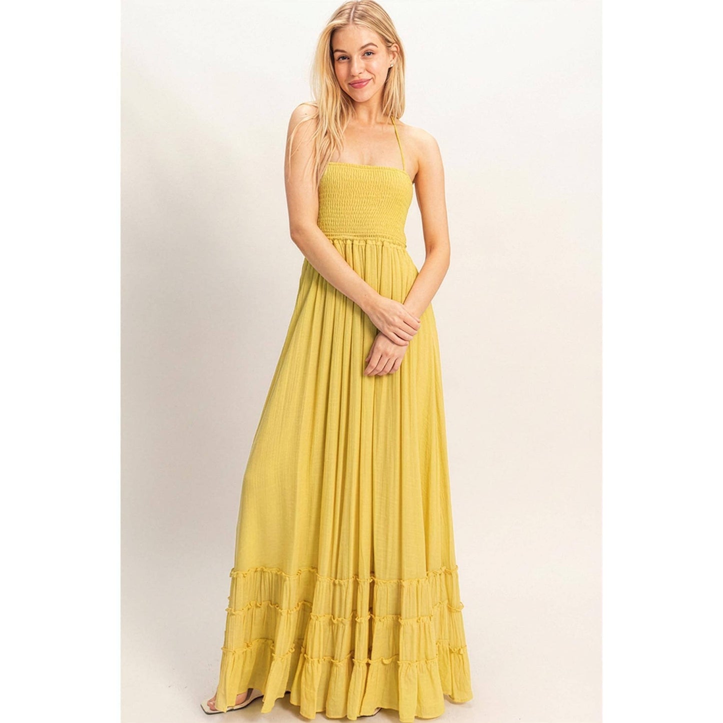 Smocked Halter Maxi Dress