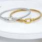 18K Gold PVD Stainless Steel Buckle Clasp Bangle Bracelet
