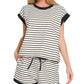 ...0223 Stripe Contrast Trim Top & Shorts Set SI-29132