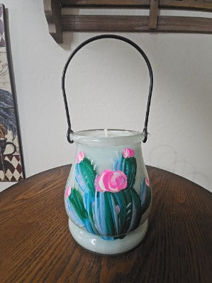 Handpainted Cactus Candle Jug