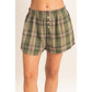 Plaid Shorts With Button Front