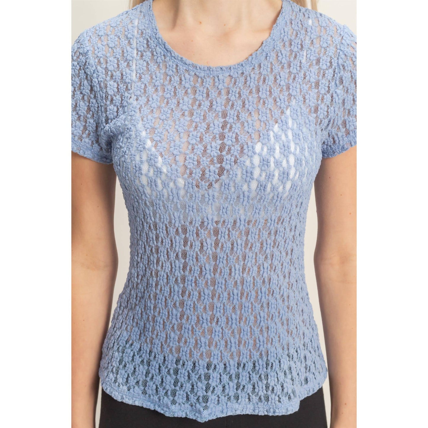Textured Lace Short Sleeve Top