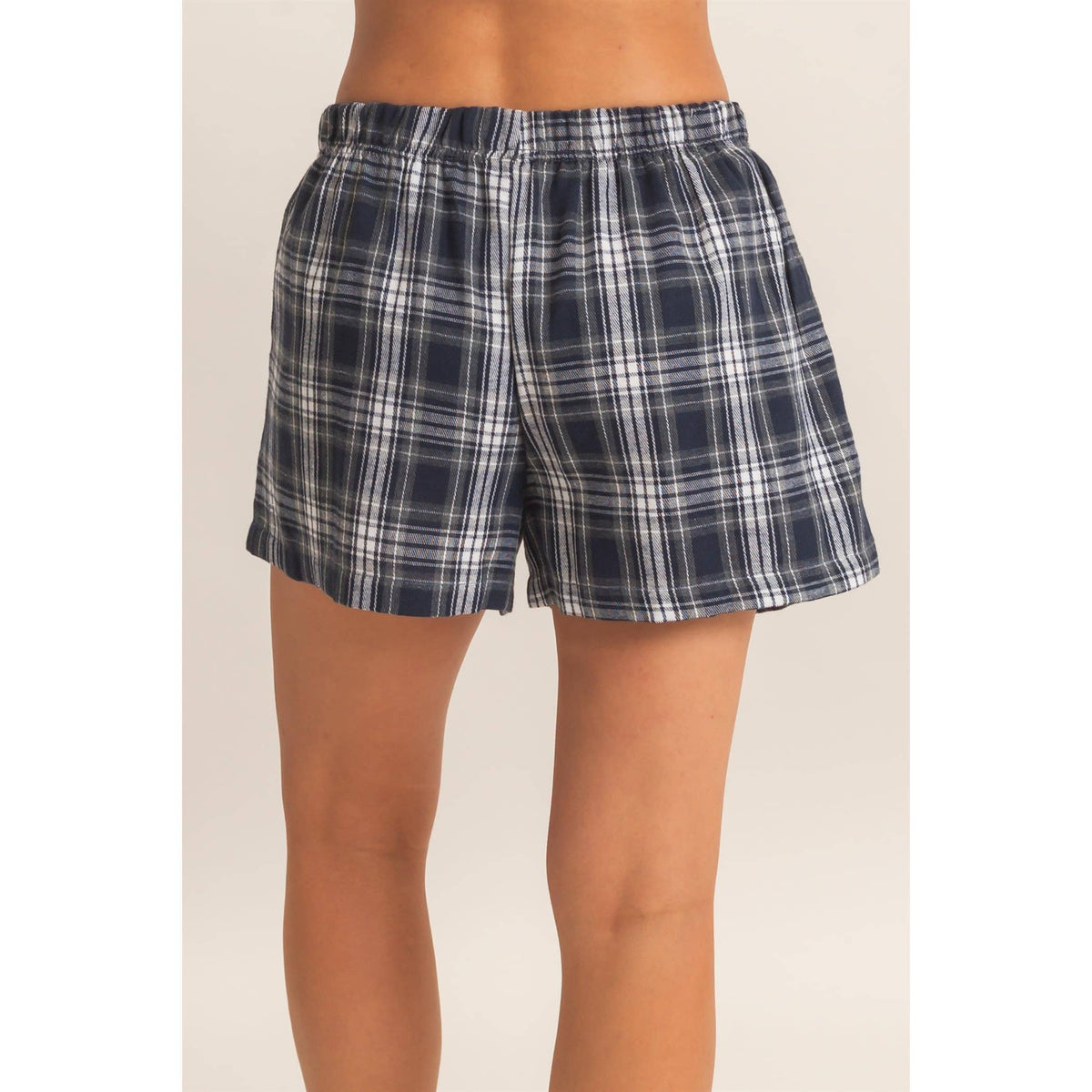 Plaid Shorts With Button Front