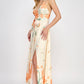 Floral Border Print Side Slit Maxi Dress