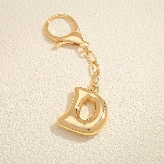 Bubble Letter Monogram Bag Charm Key Chain | 40KC161
