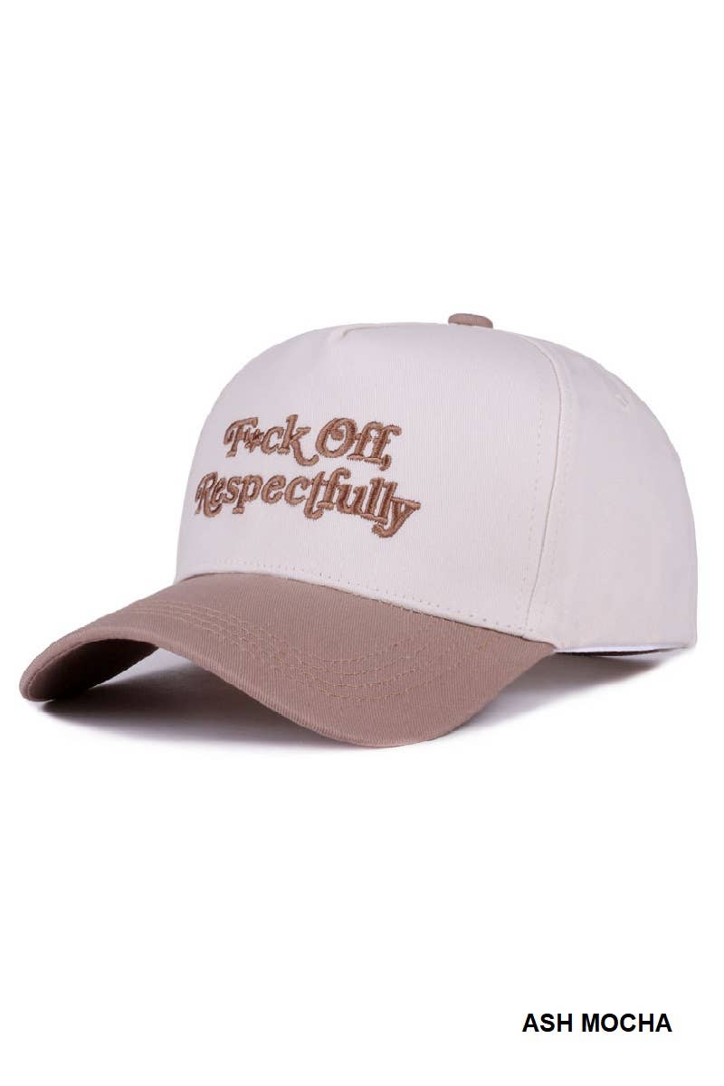 Fxck Off Respectfully Two Tone Canvas Cotton Cap Zenana Consgt.