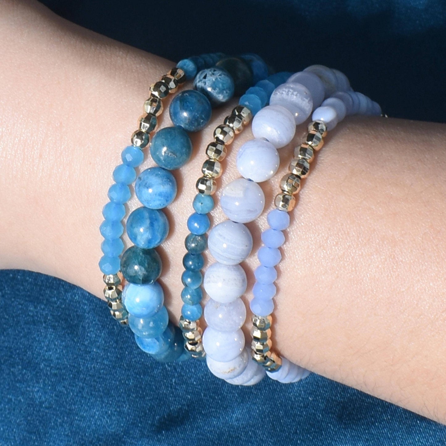 Shades of Blue Crystal BYOB Bracelet Stack