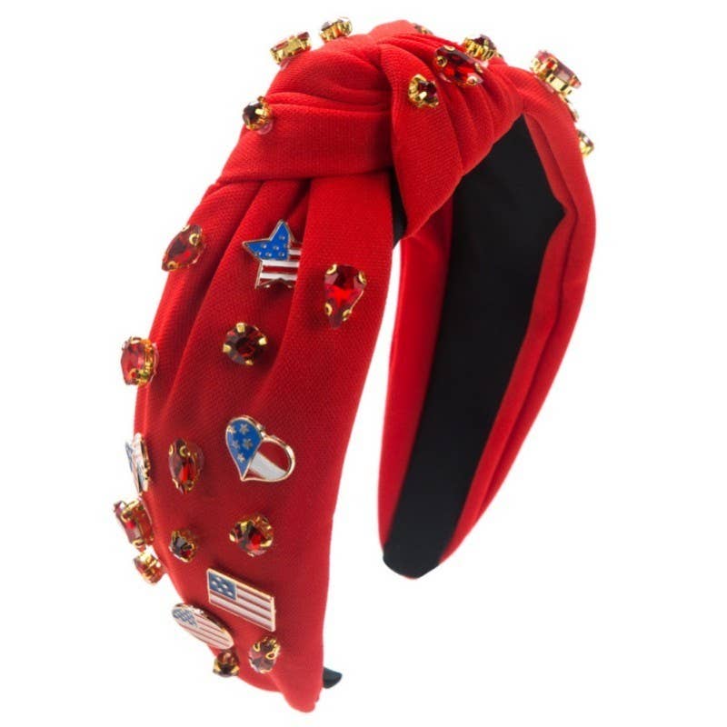 4TH OF JULY FLAG STAR RHINESTONE STUD HEADBAND | 40HB165