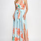 Floral Border Print Side Slit Maxi Dress