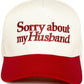 Two Tone Cap -  Sorry About My Husband - Beige/Red