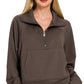 Scuba Half Zip Pullover With Kangaroo Pocket Zenana