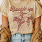 BUCKLE UP COWBOY BOOTS STITCH PATTERN GRAPHIC TEE