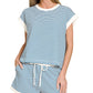 ....Stripe Contrast Trim Top & Shorts Set