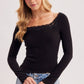 LACE TRIM SQUARE & BOAT NECK 2-WAY KNIT TOP