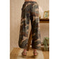 CAMO PATTERN CURVED SIDE SEAM PANTS WITH DRAWSTRING