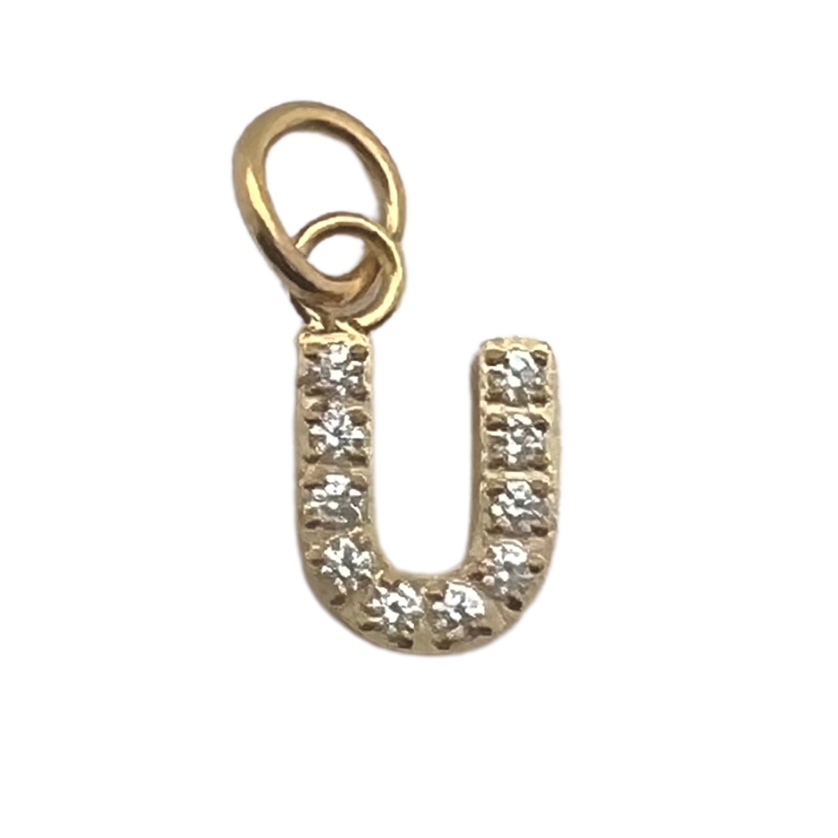 Gold Pavé Set CZ Initial Letter Charms