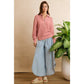 WASHED DENIM TULIP HEM PANTS WITH POCKETS