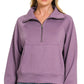 Scuba Half Zip Pullover With Kangaroo Pocket Zenana