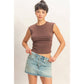 Ruched Waist Cap Sleeve Top