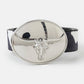Glossy Longhorn Buckle Western Vegan Leather Belt