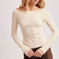 LACE TRIM SQUARE & BOAT NECK 2-WAY KNIT TOP