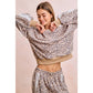 LEOPARD FRENCH TERRY LACE CONTRAST SWEATSHIRT TOP