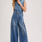 DENIM SLEEVELESS SHIRT JUMPSUIT
