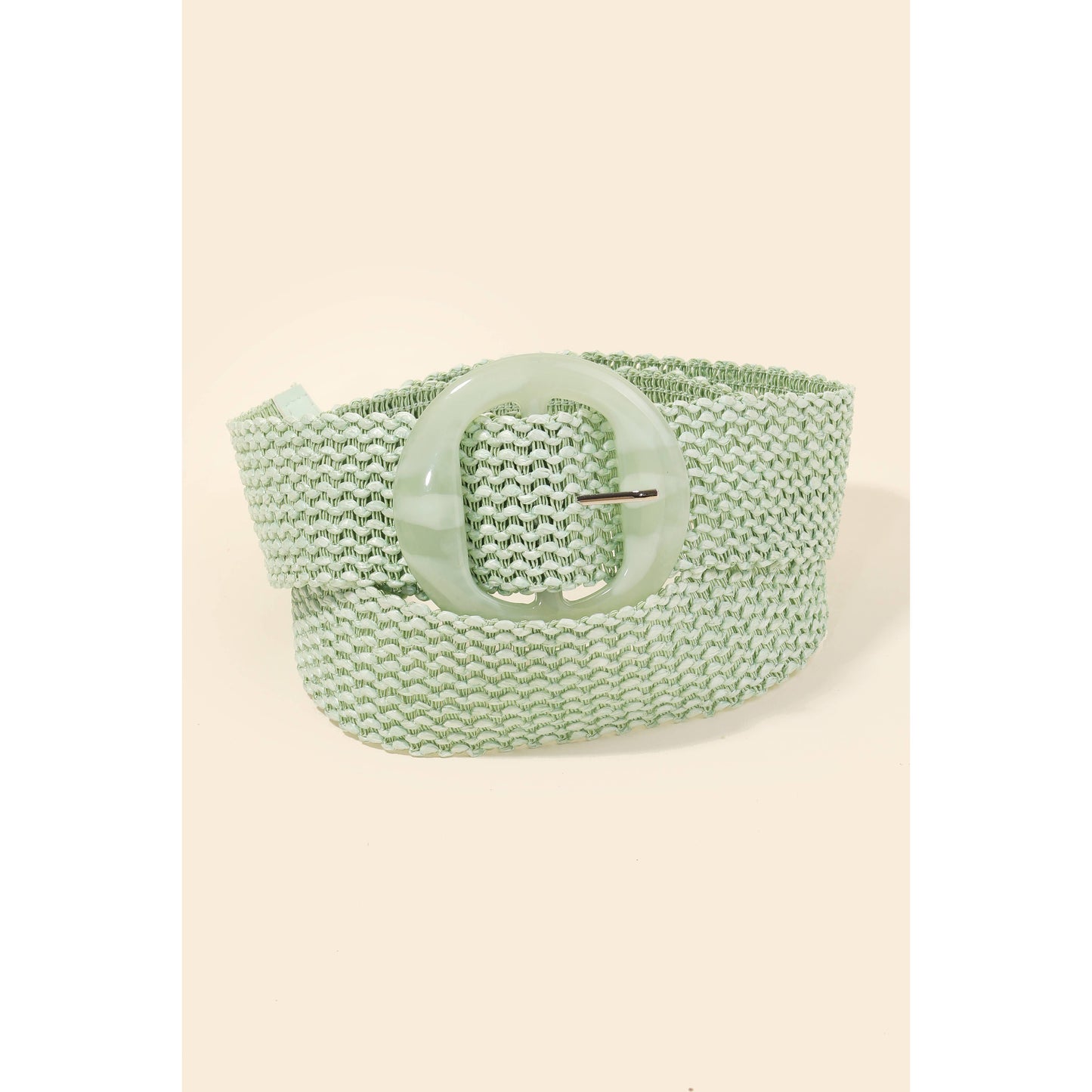 Acetate Buckle Elastic Braided Belt