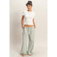 Gingham Drawstring Wide-Leg Pants