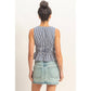 Striped Tie Front Peplum Sleeveless Top