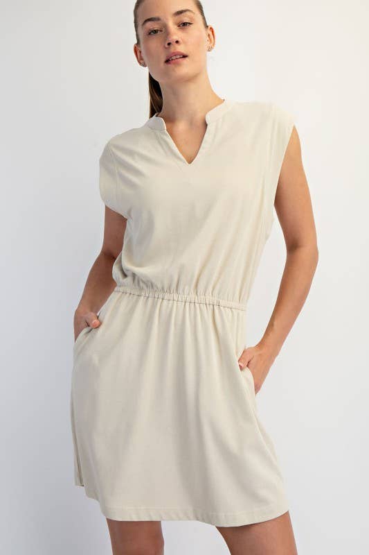 D021237-Sleeveless Mineral Washed Cotton Mini Dress