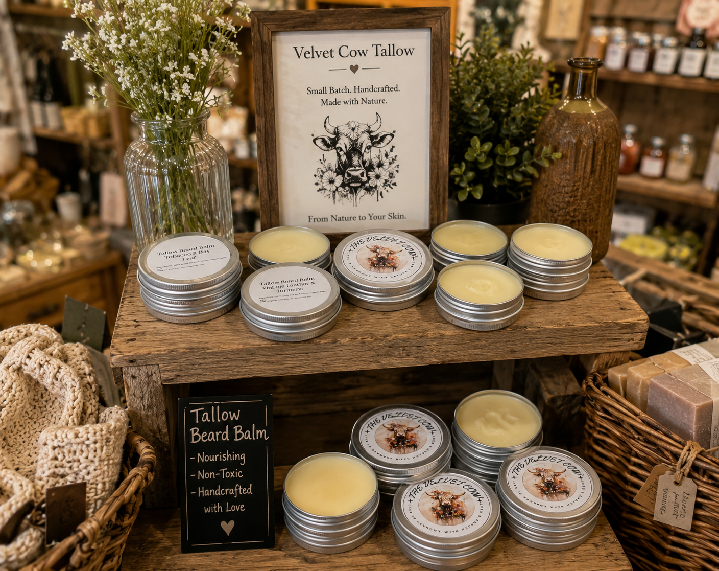 Men's Ultimate Grooming Essential - Grass-Fed Tallow Beard Balm, Luxurious Organic Tallow Beard Balm  Nourish Your Beard and Skin Naturally