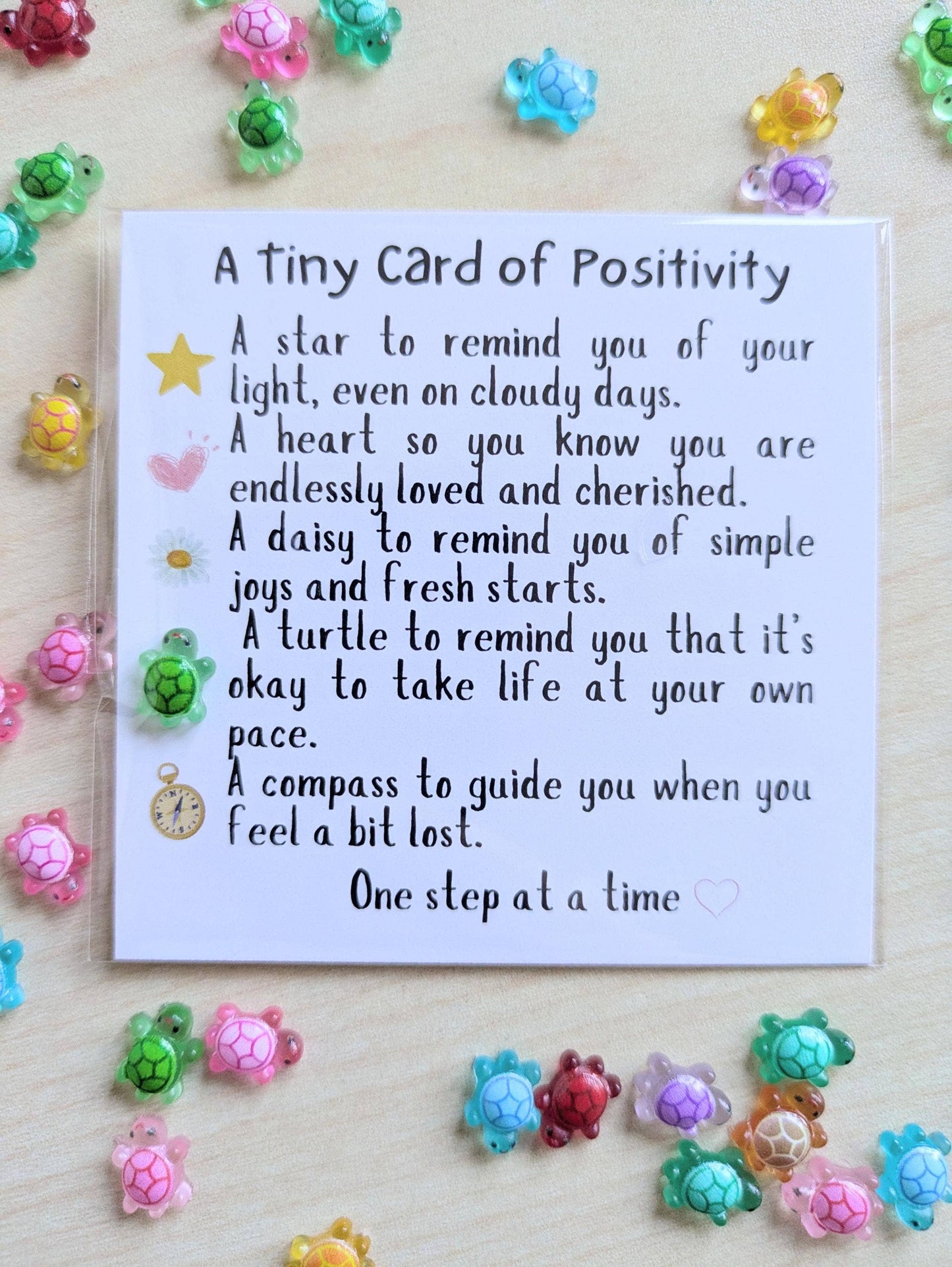 Positivity Turtle Figurine Card with Custom Note Option