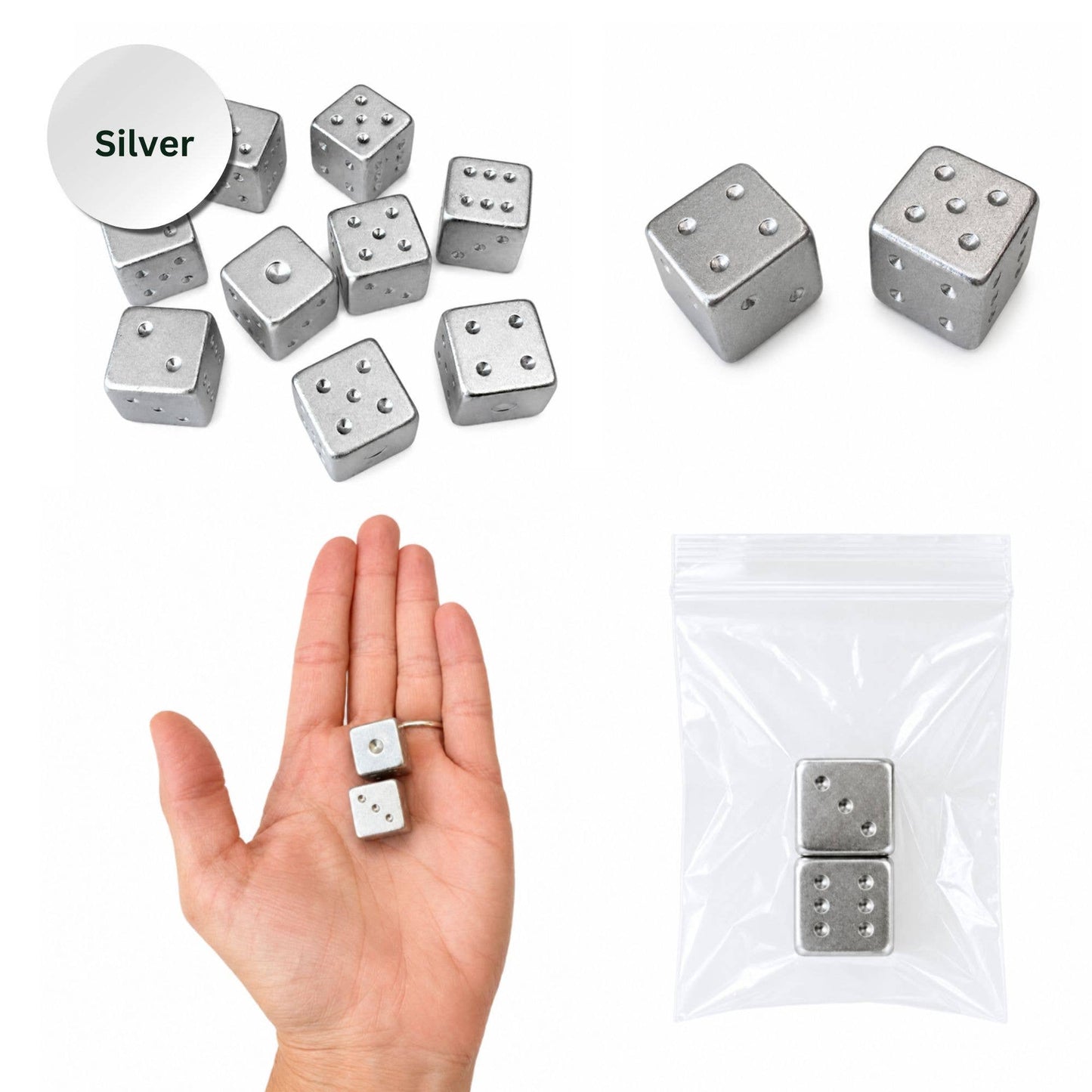 Gold and Silver Luxe Solid Metal Mahjong Dice Gift Ready