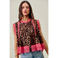 LEOPARD BUTTON UP PLEATED SLEEVELESS BLOUSE TOP