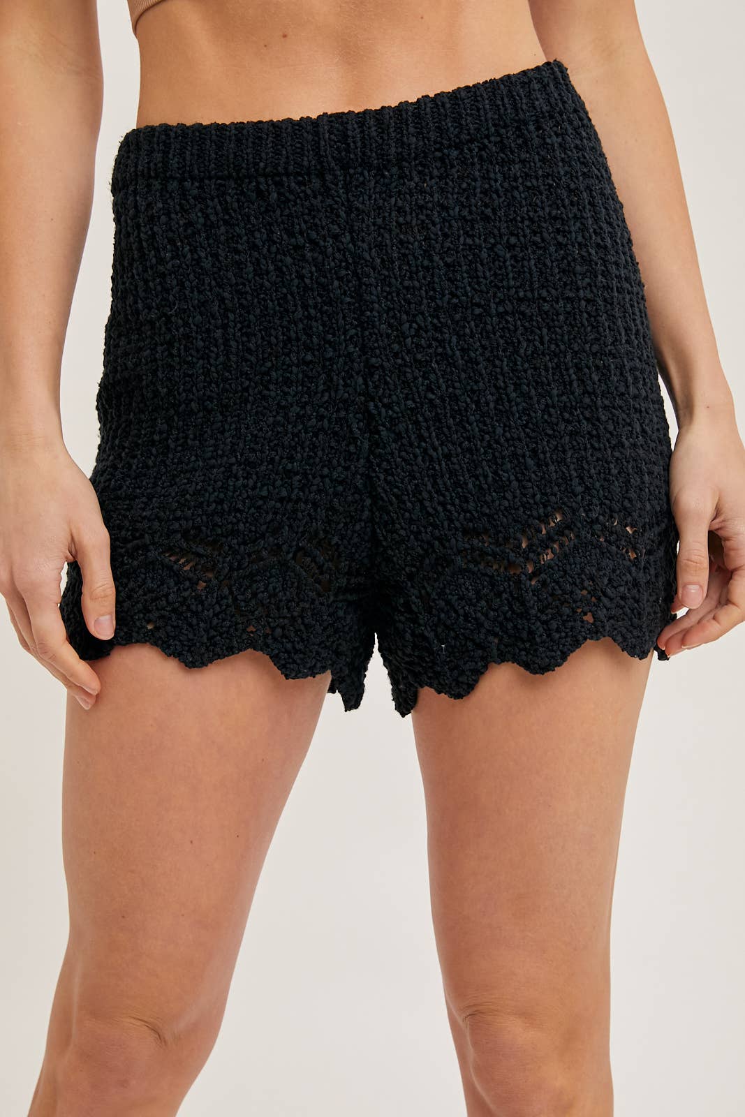 OPEN KNIT SWEATER PULLOVER & SHORTS SET