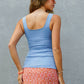Stretch Denim Square Neck Top