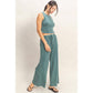 Mineral Washed Sleeveless Top & Wide Leg Pants Set