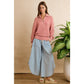 WASHED DENIM TULIP HEM PANTS WITH POCKETS