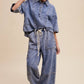 Wide-Leg Denim Drawstring Pants LP0256