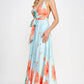 Floral Border Print Side Slit Maxi Dress
