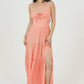 C4C84-FQ00 POLKA DOT SIDE SLIT MAXI DRESS