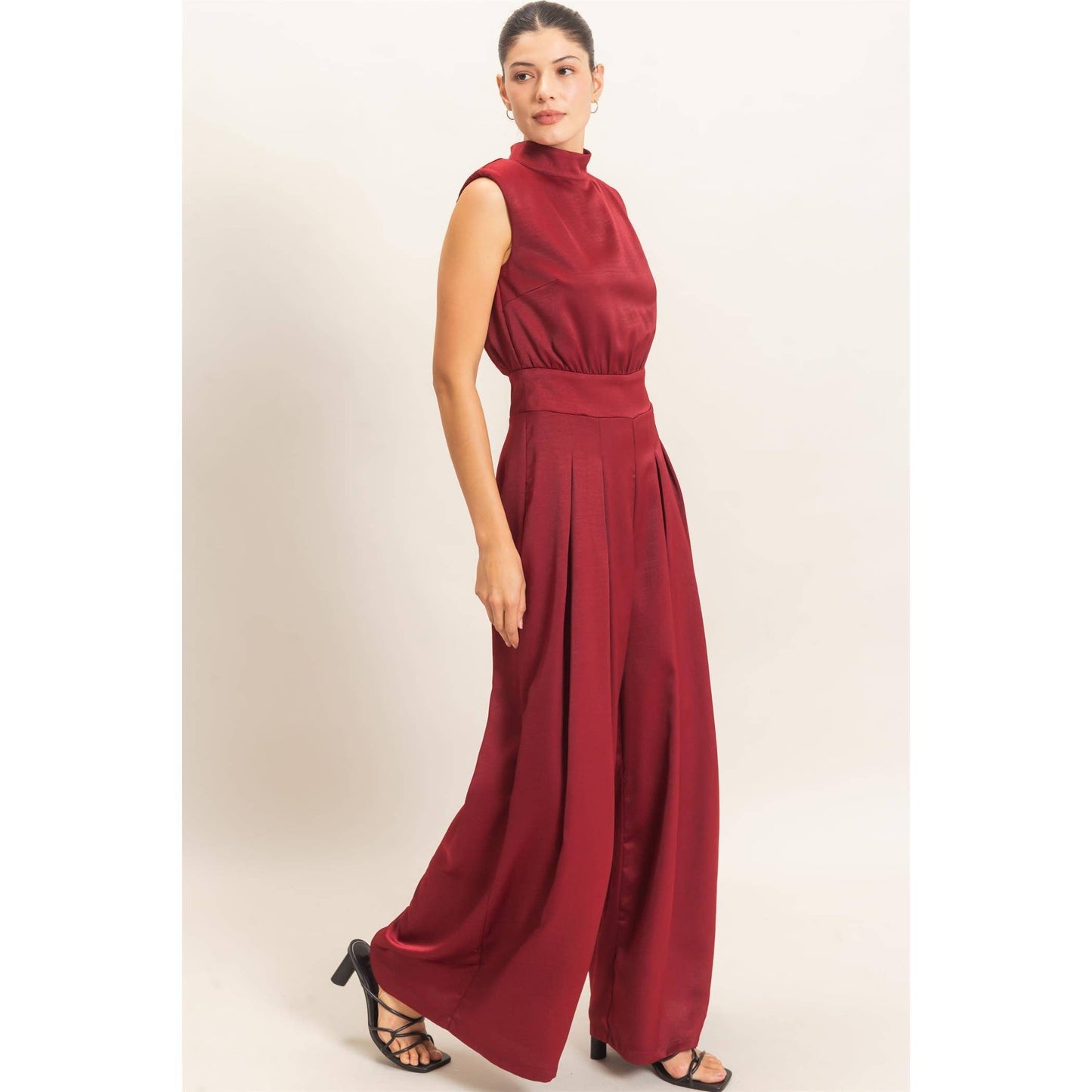 Sleeveless Mock Neck Jumpsuit