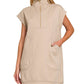 Textured Knit Jacquard Quarter Zipper Dress Zenana