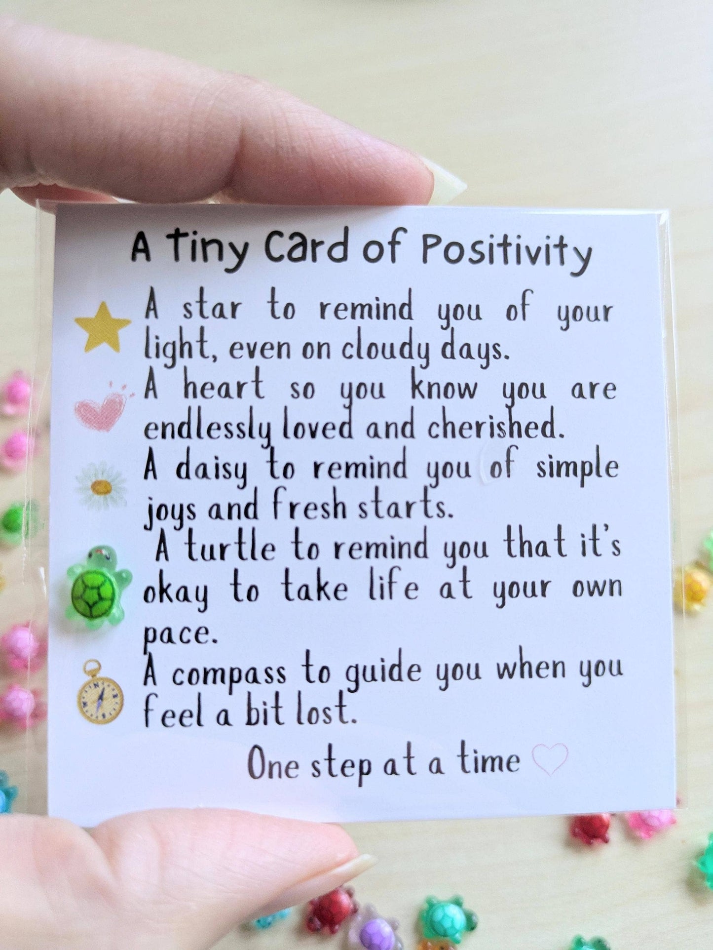 Positivity Turtle Figurine Card with Custom Note Option
