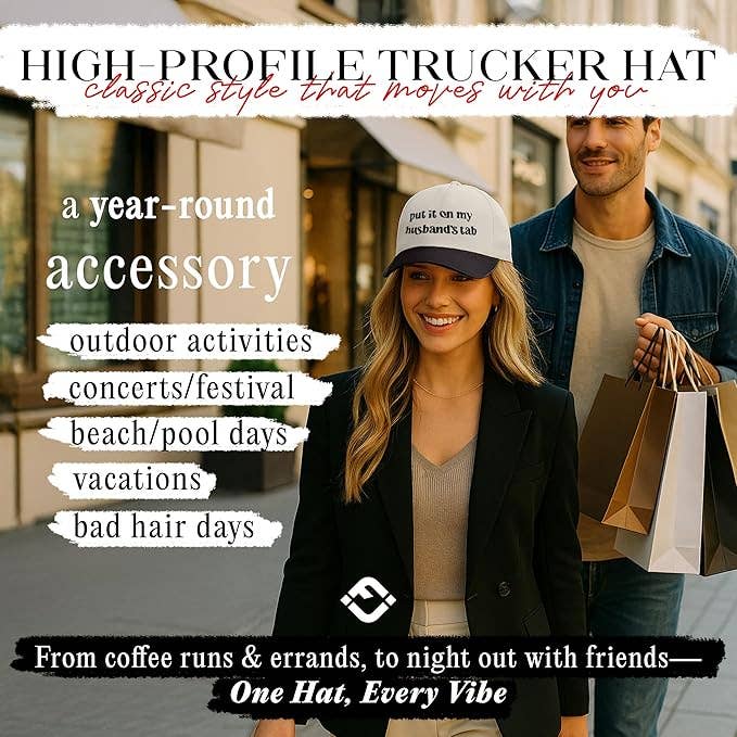 Two Tone Cap -  Put It On My Husband's Tab - Black/Beige