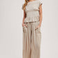 RELAXED KNIT SMOCKED TOP AND WIDE PANTS SET